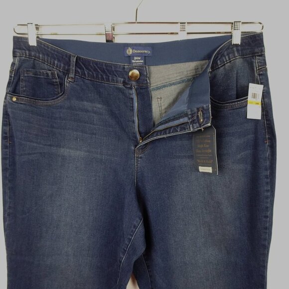 Democracy Slim Jeans Women's Plus Size 24W Blue Denim Stretch High Rise Straight - Picture 4 of 13